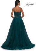 Picture of: Beautiful A-line Prom Dress with Rhinestone Encrusted Corset Top in Dark Teal, Style: 32754, Detail Picture 6