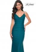 Picture of: Illusion Back with Boning Detail on Jersey Prom Dress in Blue, Style: 32153, Detail Picture 7