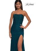 Picture of: Simple Long Stretch Lace Prom Dress with Ruching in Dark Teal, Style: 32773, Detail Picture 7