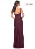 Picture of: Chic Jersey Dress with Ruching and Illusion Back in Dark Wine, Style: 32287, Detail Picture 9