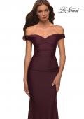 Picture of: Luxe Off the Shoulder Gown with Mesh Side and Back Panels in Red, Style: 30449, Detail Picture 10