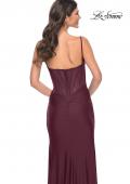 Picture of: Chic Jersey Dress with Ruching and Illusion Back in Dark Wine, Style: 32287, Detail Picture 10