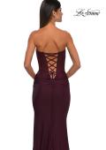 Picture of: Intricate Ruched Corset Bodice Prom Dress with Jersey Skirt in Dark Wine, Style: 32971, Detail Picture 10