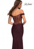 Picture of: Luxe Off the Shoulder Gown with Mesh Side and Back Panels in Red, Style: 30449, Detail Picture 11