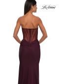 Picture of: Evening Dress with Illusion Strapless Bodice and Lace Applique in Dark Wine, Style: 32912, Detail Picture 14