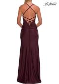 Picture of: Ruched Sweetheart Gown with Slit and Lace-Up Back in Dark Wine, Style: 33361, Detail Picture 17
