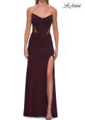 Picture of: Strapless Corset Gown with Lace-Up Back and High Slit in Dark Wine, Style: 33199, Detail Picture 1