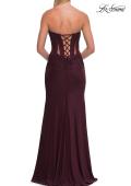 Picture of: Strapless Corset Gown with Lace-Up Back and High Slit in Dark Wine, Style: 33199, Detail Picture 2