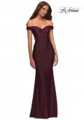 Picture of: Luxe Off the Shoulder Gown with Mesh Side and Back Panels in Red, Style: 30449, Detail Picture 3