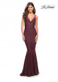 Picture of: Simple Jersey Gown with Flattering Ruching in Dark Wine, Style: 30746, Detail Picture 3