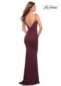 Picture of: Versatile Ruched Jersey Dress with Faux Wrap Top in Dark Wine, Style: 30780, Detail Picture 3