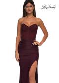 Picture of: Intricate Ruched Corset Bodice Prom Dress with Jersey Skirt in Dark Wine, Style: 32971, Detail Picture 3