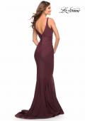 Picture of: Simple Jersey Gown with Flattering Ruching in Dark Wine, Style: 30746, Detail Picture 4
