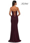 Picture of: Intricate Ruched Corset Bodice Prom Dress with Jersey Skirt in Dark Wine, Style: 32971, Detail Picture 4
