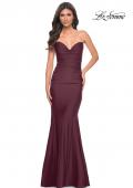 Picture of: Simple Jersey Mermaid Prom Dress with Structured Hem in Dark Wine, Style: 32289, Detail Picture 5