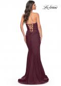 Picture of: Simple Jersey Mermaid Prom Dress with Structured Hem in Dark Wine, Style: 32289, Detail Picture 6
