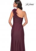 Picture of: One Shoulder Jersey Gown with Feather Detail in Red, Style: 32076, Detail Picture 7