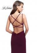 Picture of: Long Classic Prom Dress with Side Leg Slit and Deep V in Burgundy, Style: 25648, Back Picture