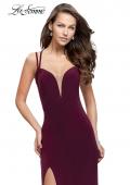 Picture of: Long Classic Prom Dress with Side Leg Slit and Deep V in Burgundy, Style: 25648, Detail Picture 2