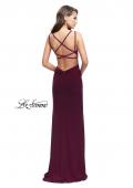Picture of: Long Classic Prom Dress with Side Leg Slit and Deep V in Burgundy, Style: 25648, Detail Picture 5