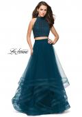 Picture of: Two Piece Prom Gown with Ruffle Tulle Skirt and Beading in Dark Teal, Style: 26077, Detail Picture 2