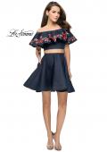 Picture of: Denim Two Piece Dress with Floral Detail and Pockets in Dark Wash, Style: 26627, Detail Picture 2