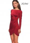 Picture of: Long Sleeve Dress with Wrap Skirt and Open Back in Deep Red, Style: 28192, Main Picture