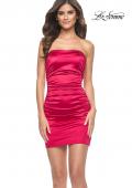 Picture of: Strapless Fitted Ruched Dress in Stretch Liquid Jersey in Deep Red, Style: 31877, Main Picture