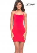 Picture of: Chic Short Jersey Dress with Open Criss-Cross Straps in Deep Red, Detail Picture 1