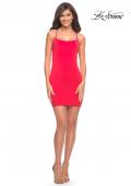 Picture of: Chic Short Jersey Dress with Open Criss-Cross Straps in Deep Red, Detail Picture 5