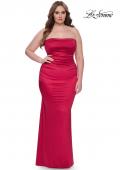 Picture of: Strapless Satin Plus Size Dress with Ruching in Deep Red, Style: 32194, Detail Picture 2