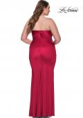 Picture of: Strapless Satin Plus Size Dress with Ruching in Deep Red, Style: 32194, Detail Picture 3