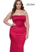 Picture of: Strapless Satin Plus Size Dress with Ruching in Deep Red, Style: 32194, Detail Picture 7