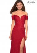 Picture of: Off The Shoulder Long Stretch Lace Prom Dress in Deep Red, Style: 26998, Main Picture