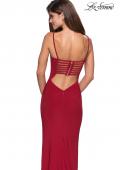 Picture of: Simple Floor Length Jersey Dress with Scoop Neck in Deep Red, Style: 27469, Main Picture