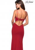 Picture of: Form Fitting Long Dress with Cut Outs and Strappy Back in Deep Red, Style: 27516, Main Picture