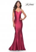 Picture of: Liquid Jersey Mermaid Gown with Lace Up Back in Deep Red, Style: 31295, Main Picture