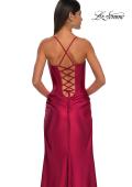 Picture of: Unique Stretch Satin Gown with Corset Bodice and Open Back in Deep Red, Style: 32683, Detail Picture 9