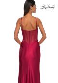 Picture of: Chic Stretch Satin Dress with Illusion Mesh Back in Deep Red, Style: 32640, Detail Picture 11