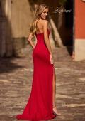 Picture of: Chic Jersey Evening Dress with V Neckline in Deep Red, Style: 32784, Back Picture