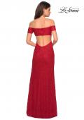 Picture of: Off The Shoulder Long Stretch Lace Prom Dress in Deep Red, Style: 26998, Detail Picture 2