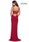 Picture of: Simple Floor Length Jersey Dress with Scoop Neck in Deep Red, Style: 27469, Detail Picture 2