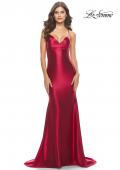 Picture of: Liquid Jersey Trumpet Gown with Draped Neckline in Deep Red, Style: 31397, Detail Picture 2