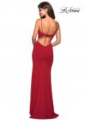 Picture of: Form Fitting Long Dress with Cut Outs and Strappy Back in Deep Red, Style: 27516, Detail Picture 4