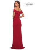 Picture of: Long Off The Shoulder Prom Dress with Deep V-Neck in Deep Red, Style: 28132, Detail Picture 5