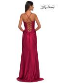 Picture of: Unique Stretch Satin Gown with Corset Bodice and Open Back in Deep Red, Style: 32683, Detail Picture 5