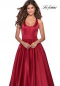 Picture of: Satin Ball Gown with Criss Cross Back and Pockets in Deep Red, Style: 28281, Detail Picture 6