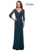 Picture of: Floor Length Beaded Gown with Three Quarter Sleeves in Deep Teal, Style: 25030, Main Picture