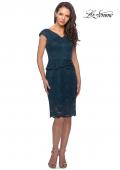 Picture of: Peplum Knee Length Lace Dress with Cap Sleeves in Deep Teal, Style: 25529, Main Picture