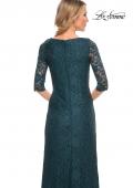 Picture of: 3/4 Sleeve Long Lace Gown with Rhinestone Accents in Deep Teal, Style: 25526, Detail Picture 2